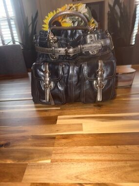 Coach Legacy Limited Edition Metallic Grey Leather Shoulder Bag